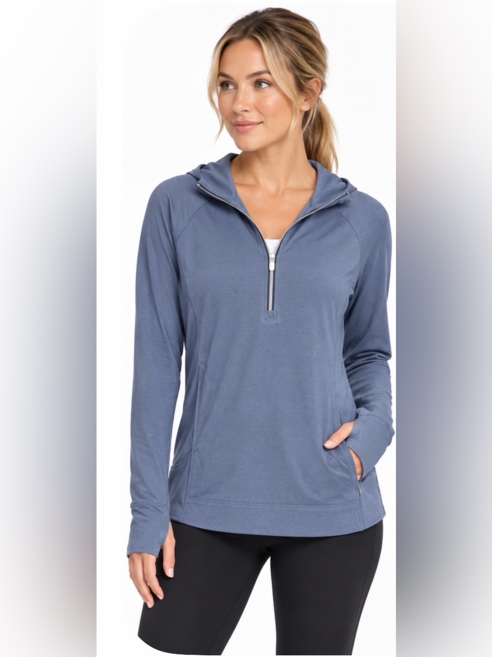 Zero Restriction Golf Hooded 1/2 Zip Pullover Blue Women’s M Stretch